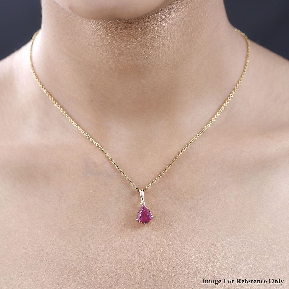 9K Yellow Gold Pink Ruby Pendant 3.06 Ct 7555258 2