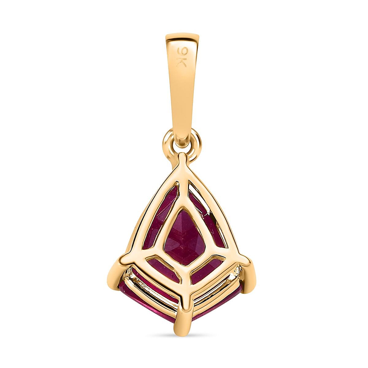 9K Yellow Gold Pink Ruby Pendant 3.06 Ct 7555258 5