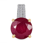 9K Yellow Gold African Ruby & Moissanite Pendant 7.56 Ct.