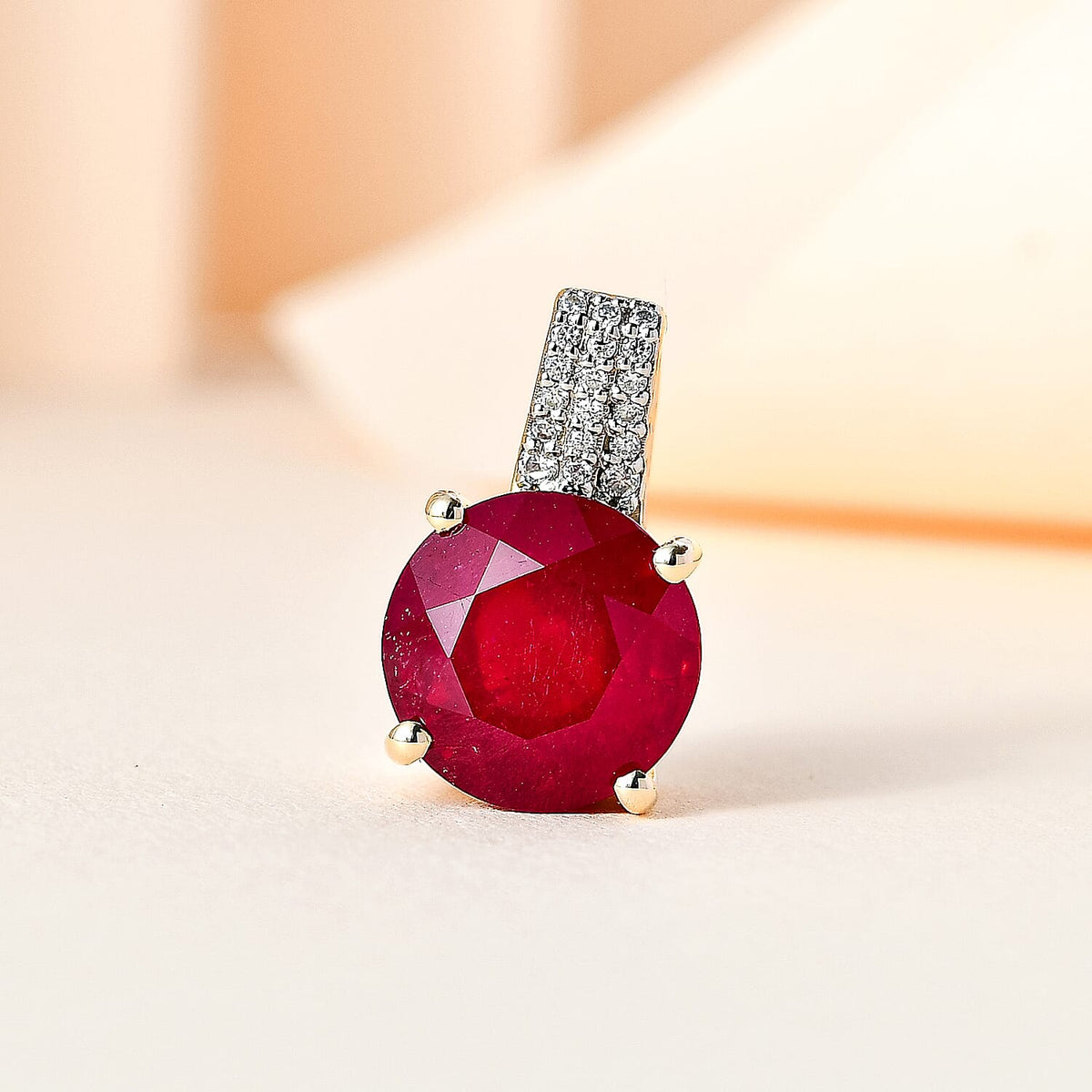 9K Yellow Gold African Ruby &amp; Moissanite Pendant 7.56 Ct. 7621442 2
