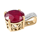 9K Yellow Gold African Ruby & Moissanite Pendant 7.56 Ct.