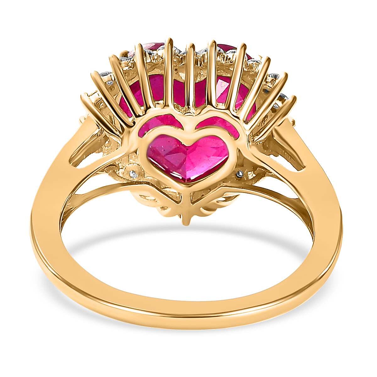 African Ruby and Moissanite Heart Ring in 9K Yellow Gold 7657125 4