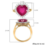 9K Yellow Gold African Ruby & Moissanite Heart Ring 7.12 Ct. Gold Wt. 2.30 Gms