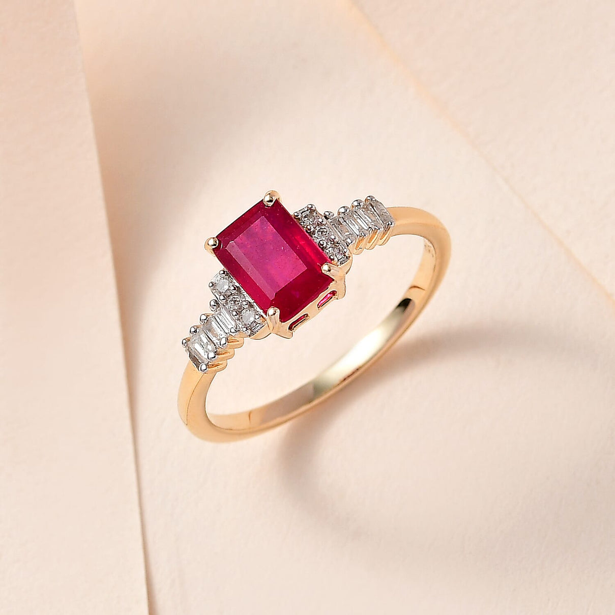9K Yellow Gold Ruby (FF) &amp; Diamond Ring 1.66 Ct. 7625264 1
