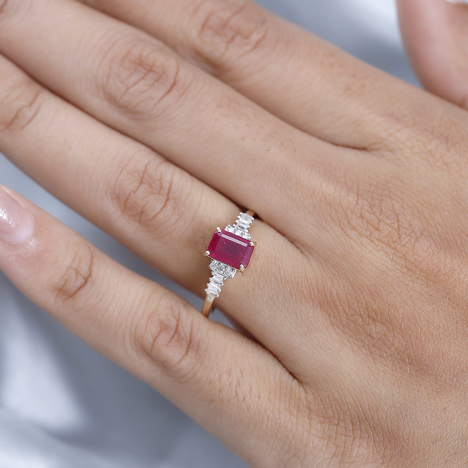 9K Yellow Gold Ruby (FF) &amp; Diamond Ring 1.66 Ct. 7625264 2