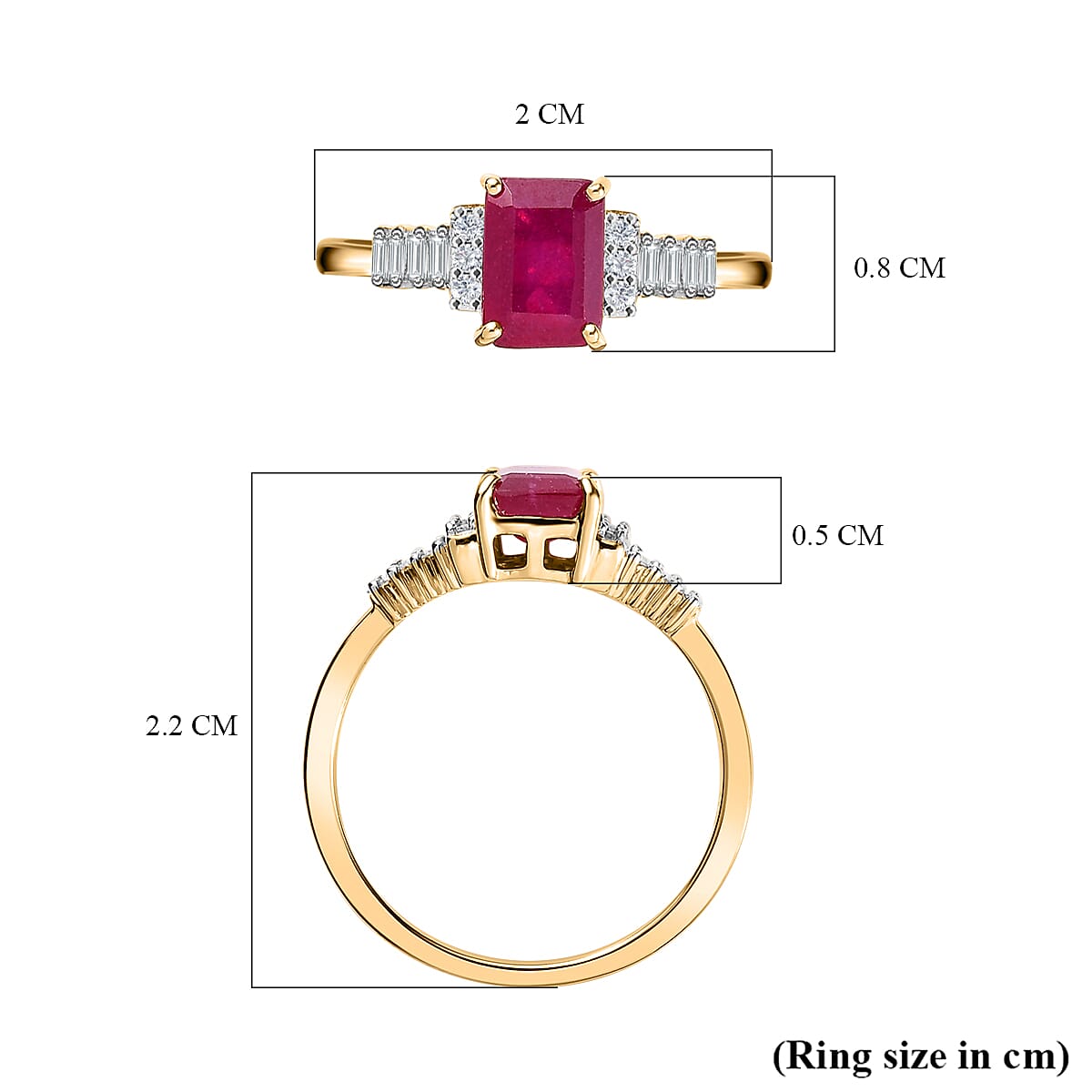 9K Yellow Gold Ruby (FF) &amp; Diamond Ring 1.66 Ct. 7625264 5