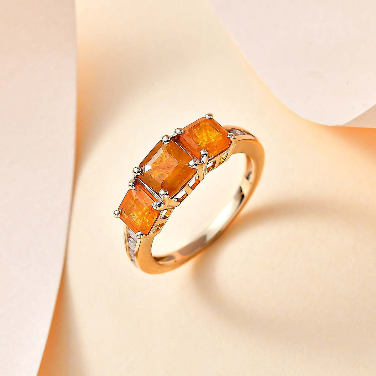 9K Yellow Gold AA Fissure Filled Yellow Sapphire , Moissanite Classic Solitaire Ring in Gold Wt. 2.53 grams, 3.350 Ct 7633966 1