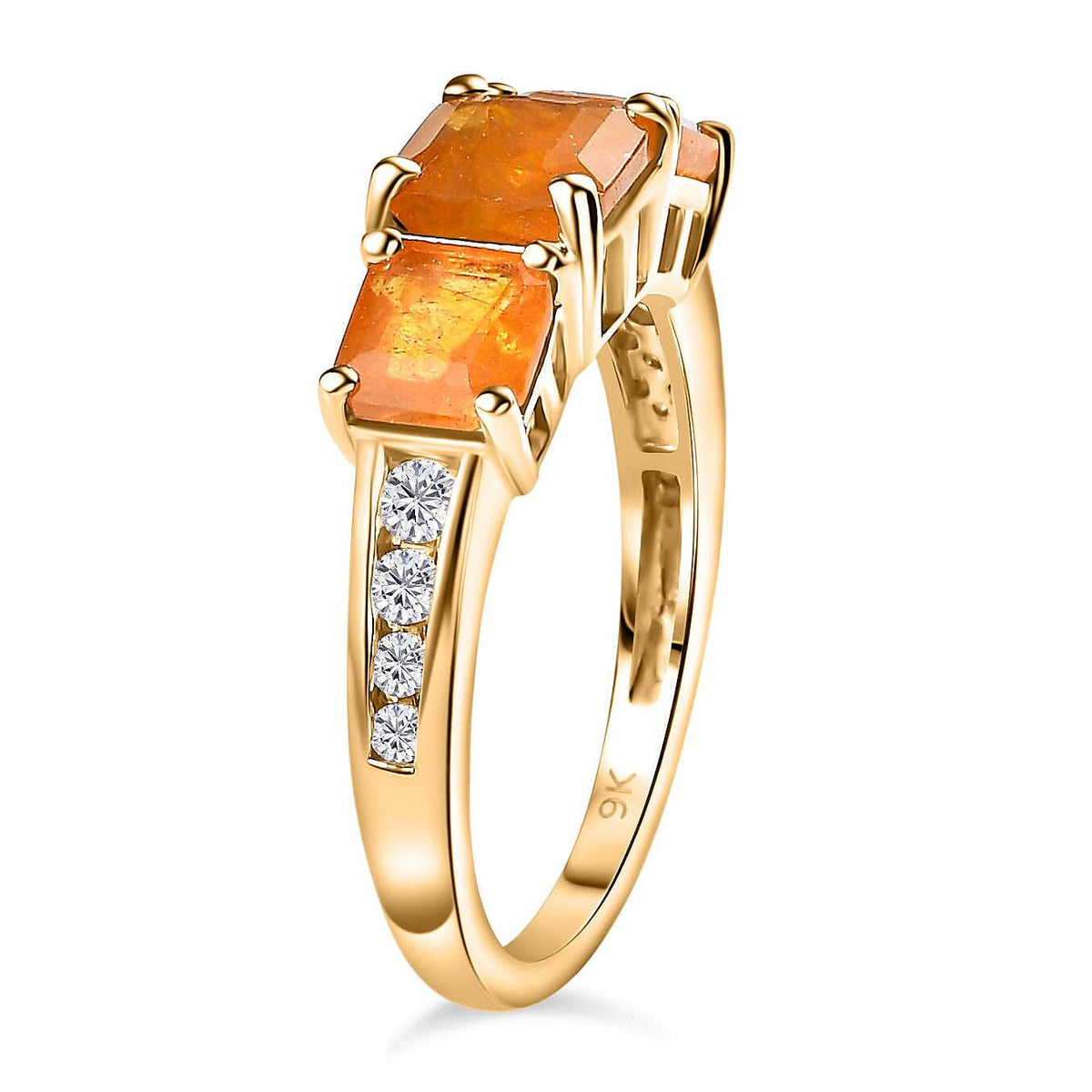 9K Yellow Gold AA Fissure Filled Yellow Sapphire , Moissanite Classic Solitaire Ring in Gold Wt. 2.53 grams, 3.350 Ct 7633966 3
