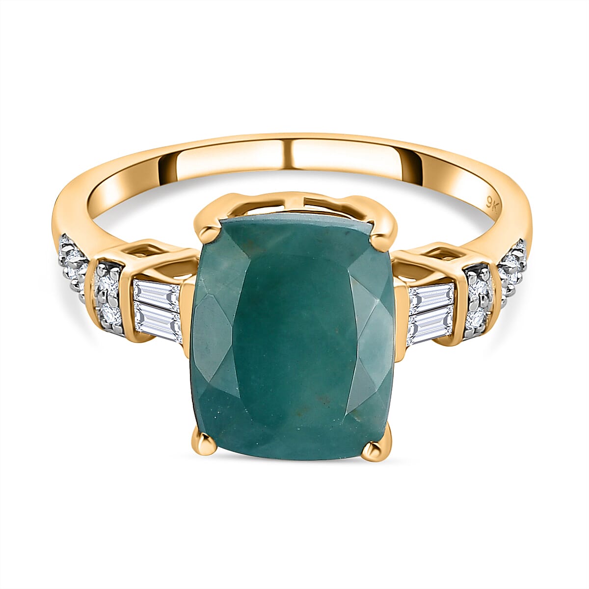 9K Yellow Gold Grandidierite and Diamond Ring 3.52 Ct 7538871 0