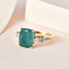 9K Yellow Gold Grandidierite and Diamond Ring 3.52 Ct