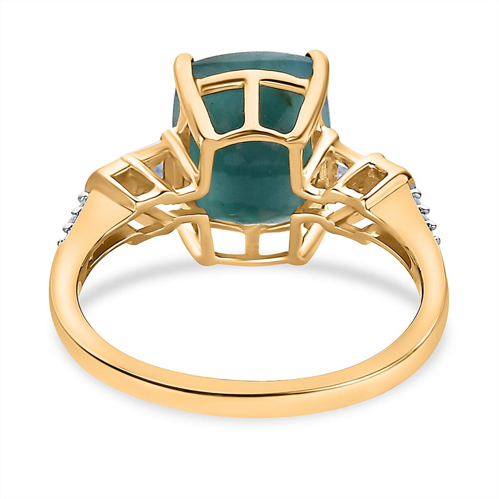 9K Yellow Gold Grandidierite and Diamond Ring 3.52 Ct