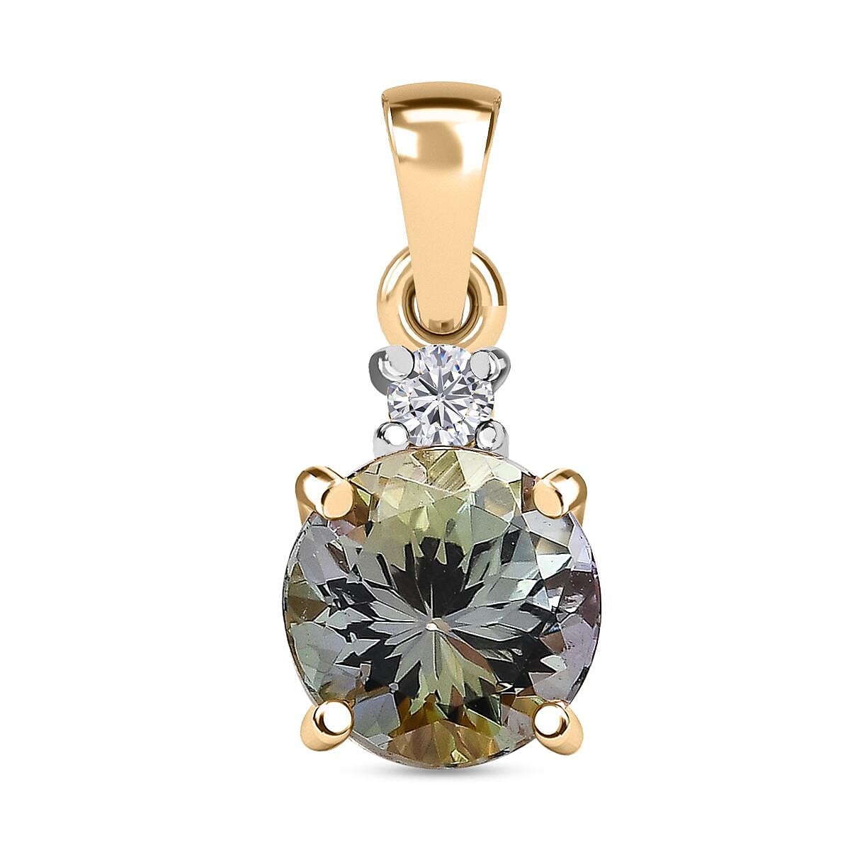 9K Yellow Gold Green Tanzanite and Moissanite Pendant 1.04 Ct. 7538014 0