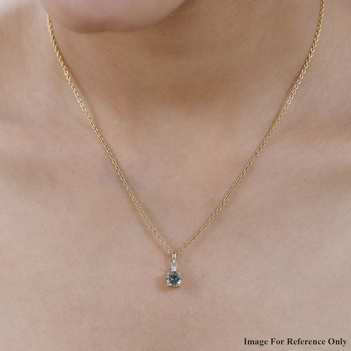 9K Yellow Gold Green Tanzanite and Moissanite Pendant 1.04 Ct. 7538014 2