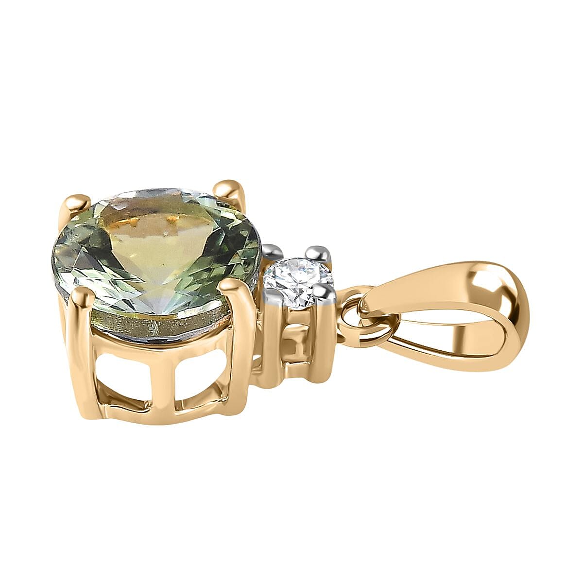 9K Yellow Gold Green Tanzanite and Moissanite Pendant 1.04 Ct. 7538014 4