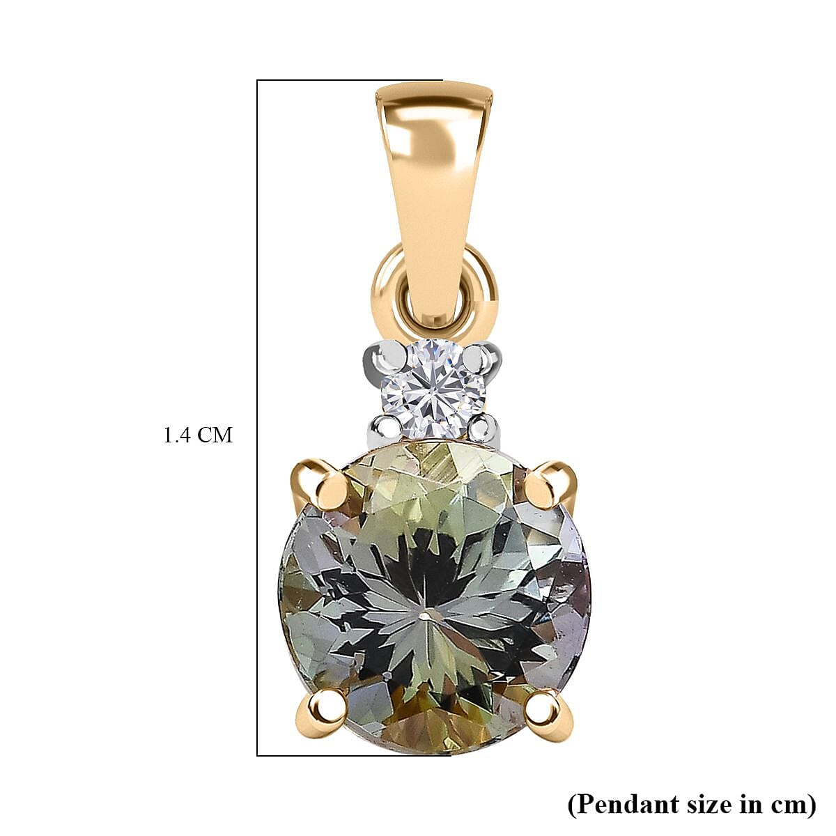 9K Yellow Gold Green Tanzanite and Moissanite Pendant 1.04 Ct. 7538014 6