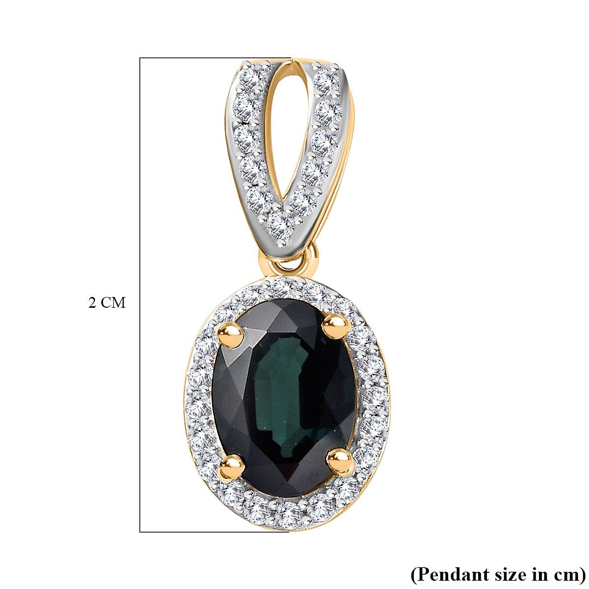 9K Yellow Gold Indicolite &amp; Diamond Halo Pendant 1.71 Ct. 7745273 6