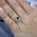 9K Yellow Gold Indicolite & Diamond Halo Ring 0.80 Ct