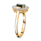 9K Yellow Gold Indicolite & Diamond Halo Ring 0.80 Ct