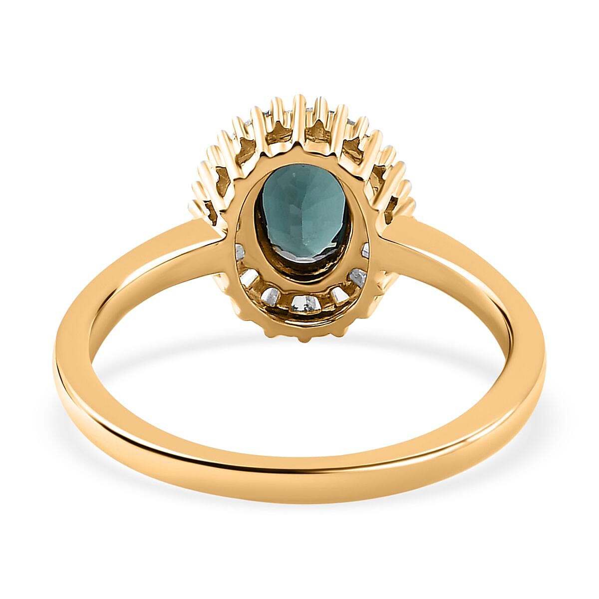 9K Yellow Gold Indicolite &amp; Diamond Halo Ring 0.80 Ct 7747208 4