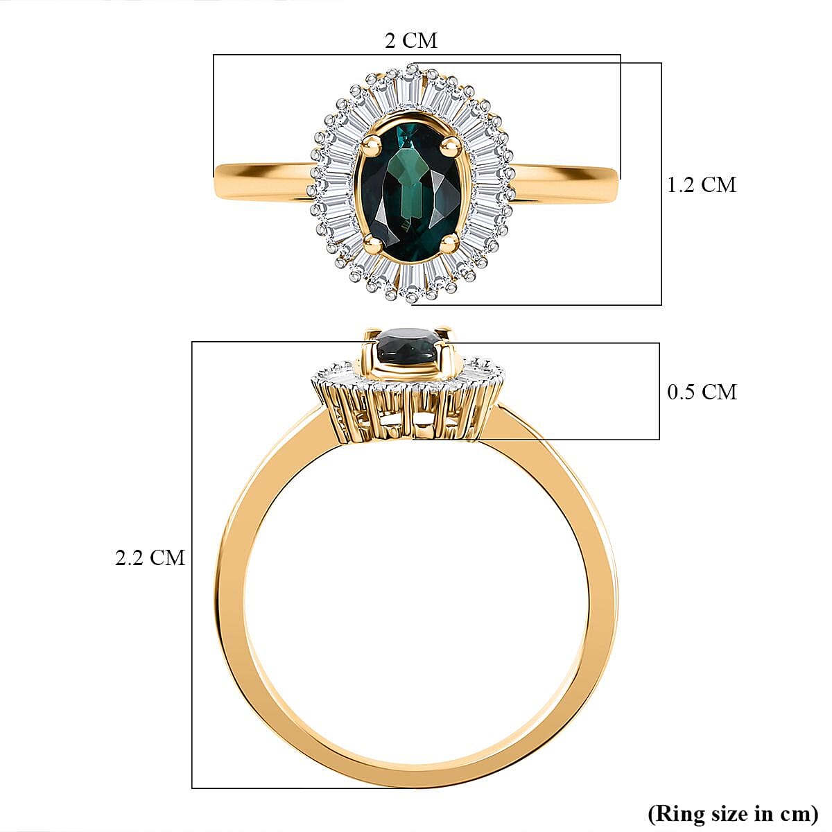 9K Yellow Gold Indicolite &amp; Diamond Halo Ring 0.80 Ct 7747208 5