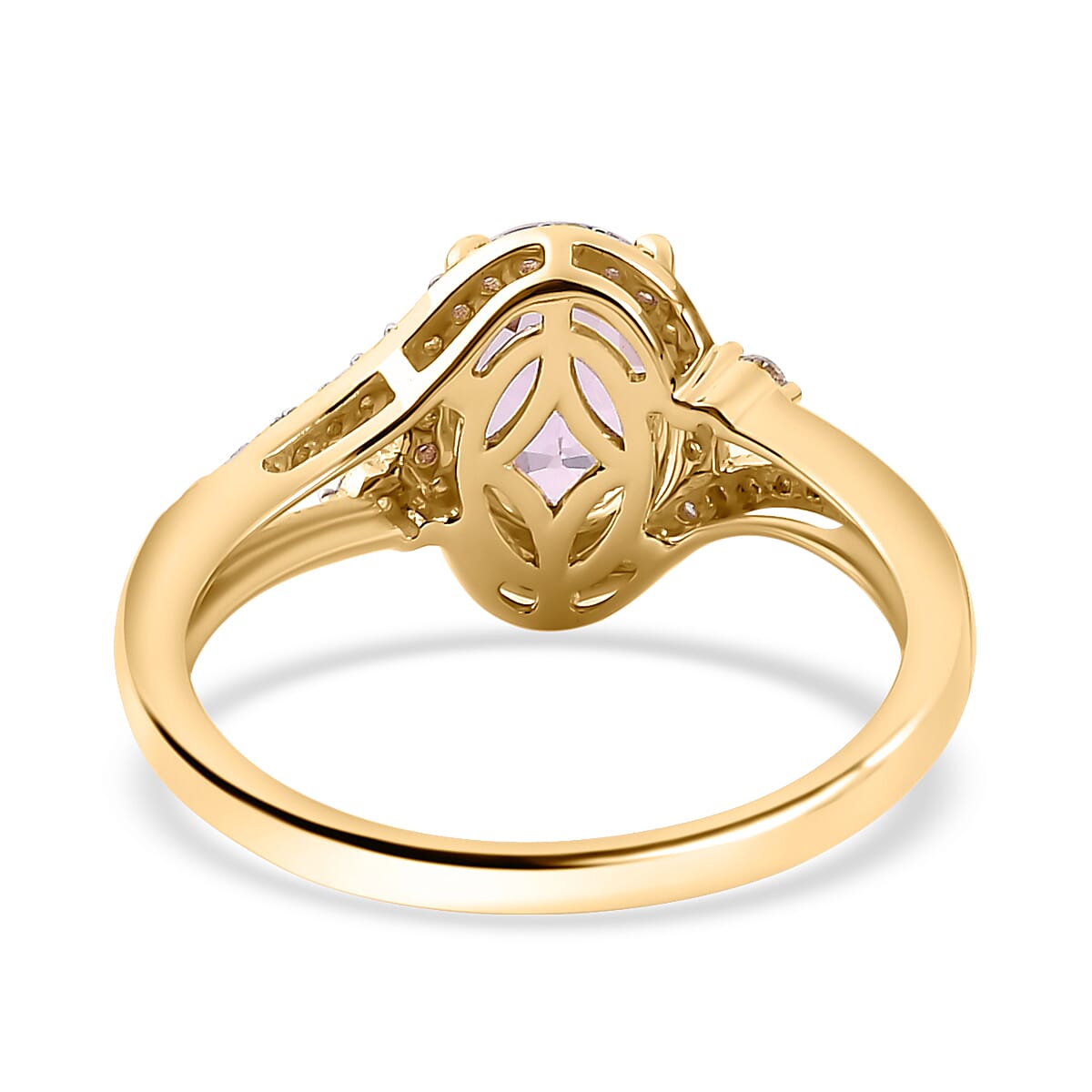 9K Yellow Gold AA Kunzite, Moissanite Halo Ring 7848101 5