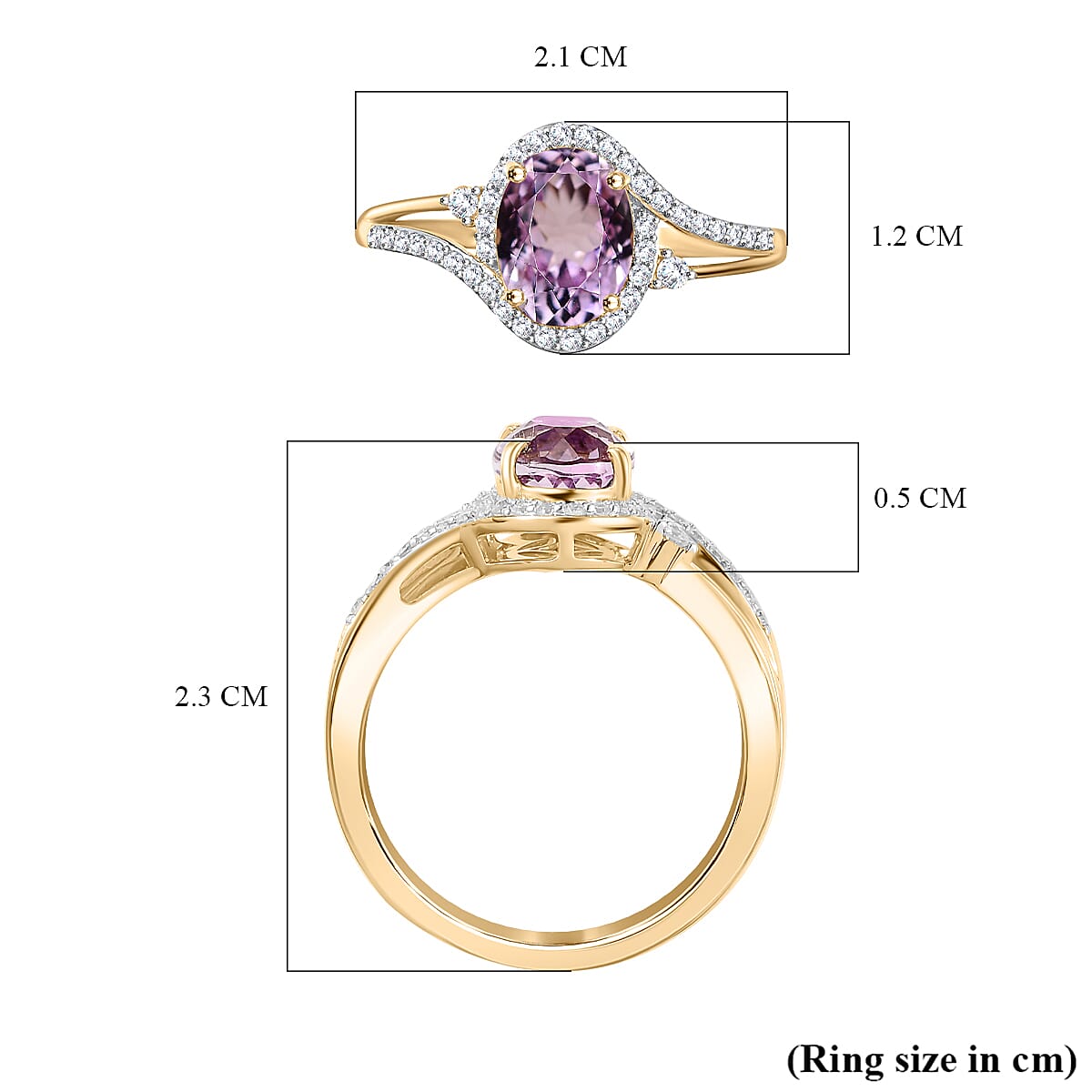 9K Yellow Gold AA Kunzite, Moissanite Halo Ring 7848101 6