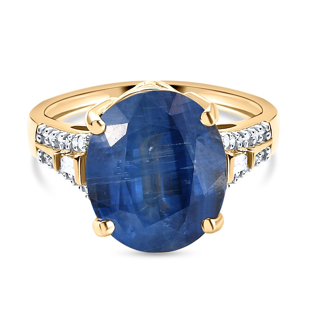 9K Yellow Gold AA Kyanite Solitaire Ring with Diamond 6.62 Ct. 8851308 0