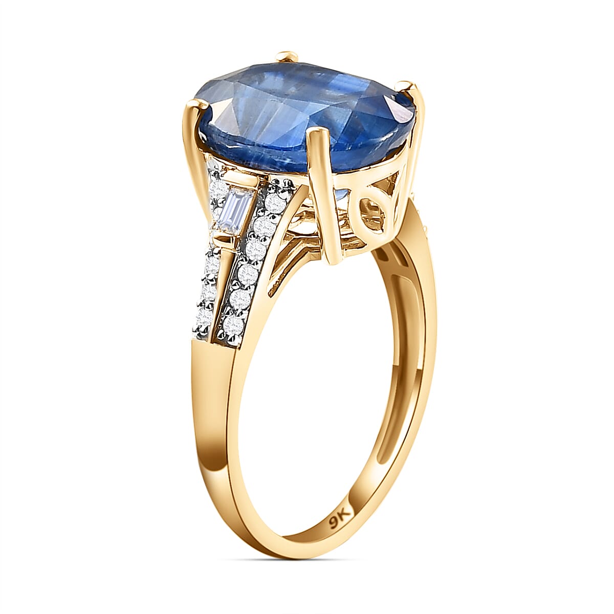 9K Yellow Gold AA Kyanite Solitaire Ring with Diamond 6.62 Ct. 8851308 4