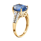 9K Yellow Gold Natural Kyanite & Diamond Solitaire Ring 6.62 Ct.