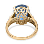 9K Yellow Gold Natural Kyanite & Diamond Solitaire Ring 6.62 Ct.