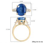 9K Yellow Gold Natural Kyanite & Diamond Solitaire Ring 6.62 Ct.