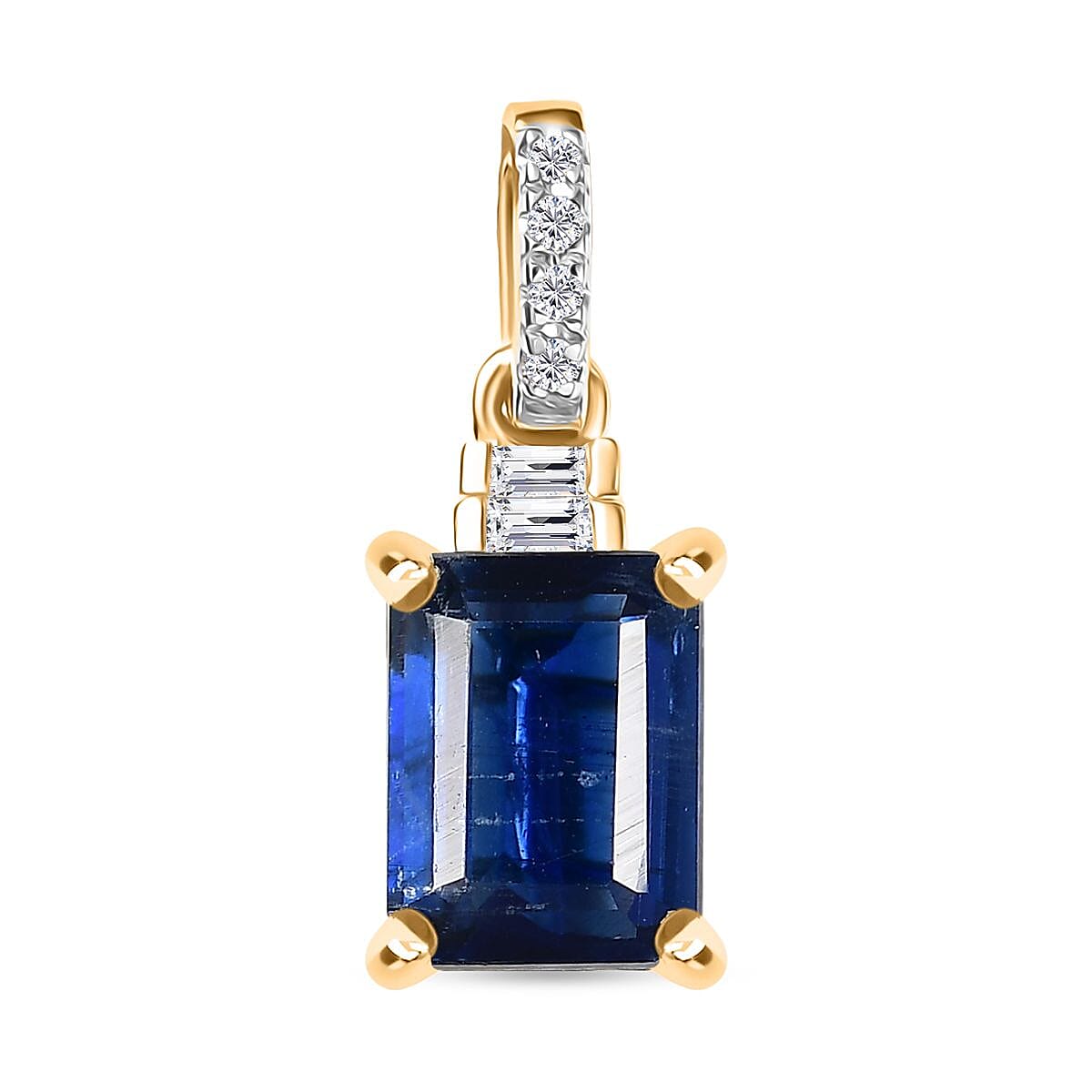 9K Yellow Gold AA Kyanite, White Diamond Pendant 1.81 Ct. 8251790 0