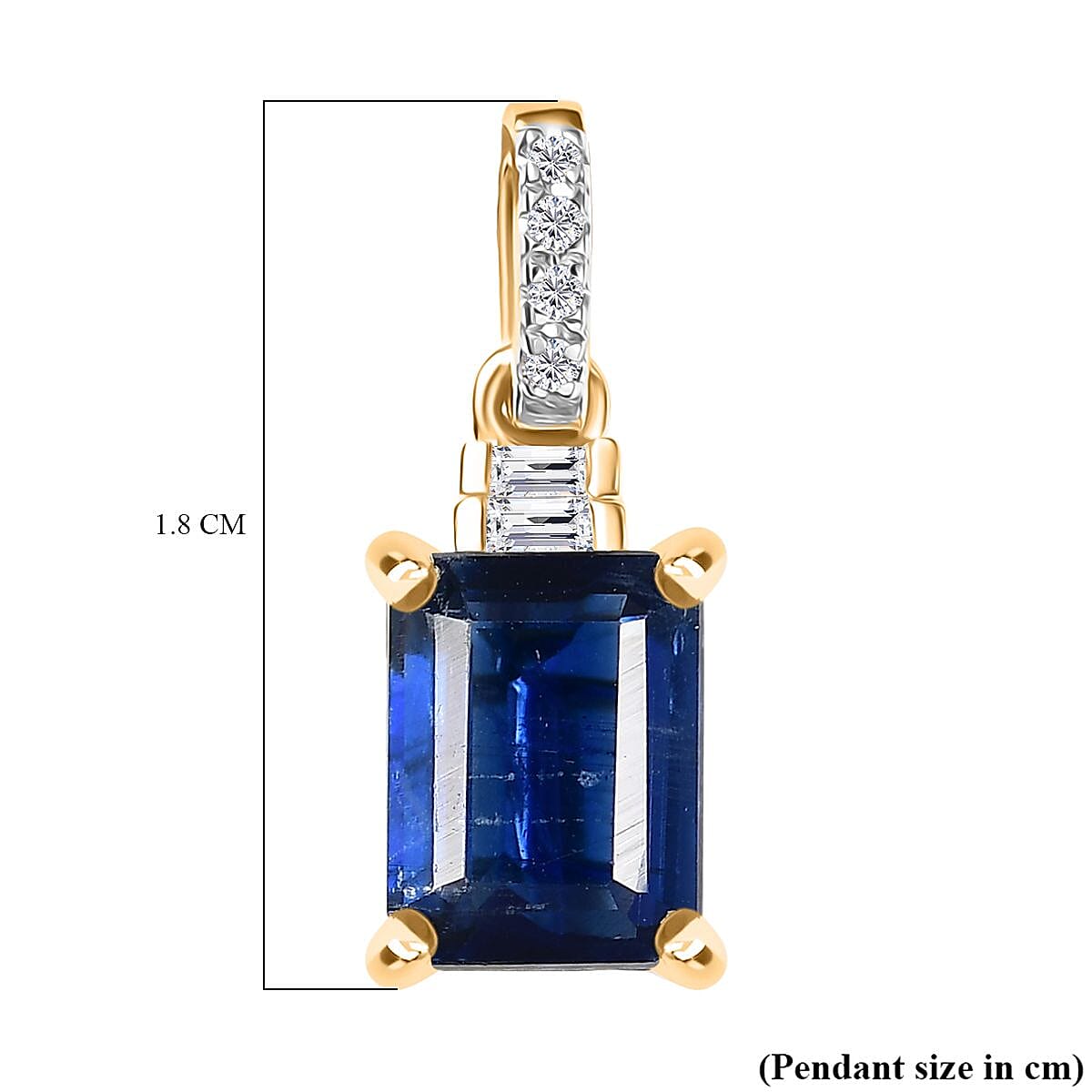 9K Yellow Gold AA Kyanite, White Diamond Pendant 1.81 Ct. 8251790 6