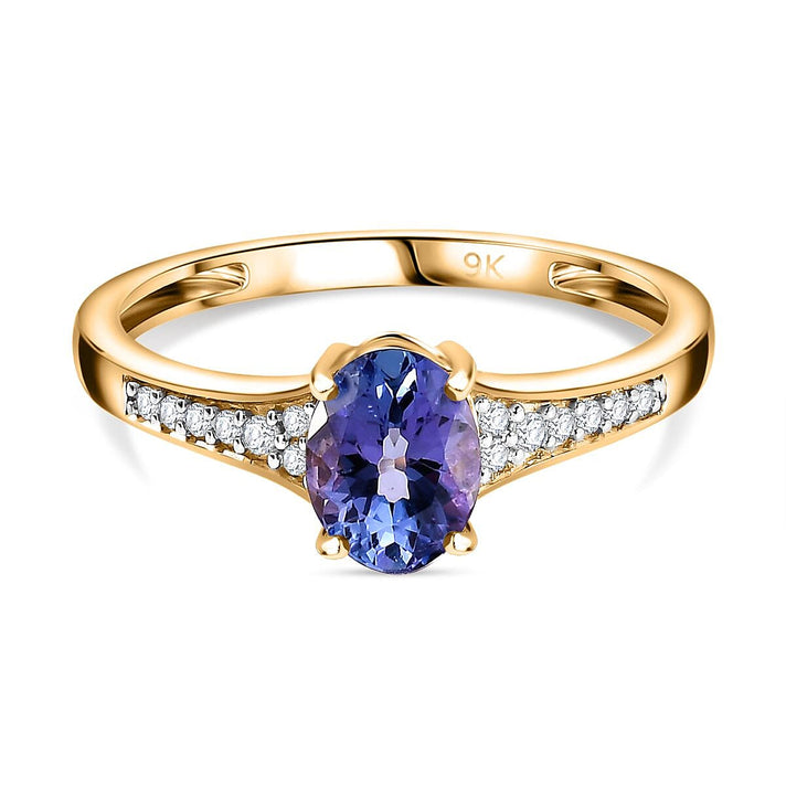 9K Yellow Gold AA Lilac Tanzanite, Moissanite Ring 0.97 ct, Gold Wt. 1.69 Gms  0.966  Ct. 7652015 1