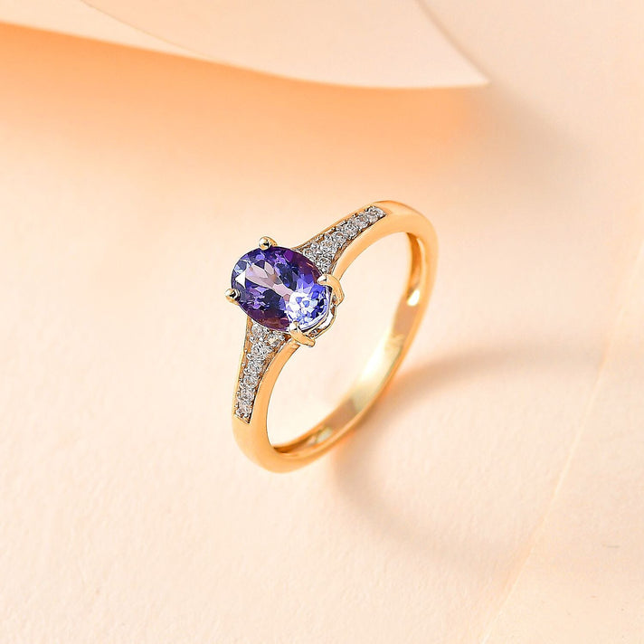 9K Yellow Gold AA Lilac Tanzanite, Moissanite Ring 0.97 ct, Gold Wt. 1.69 Gms  0.966  Ct. 7652015 2