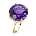 9K Yellow Gold Lusaka Amethyst Solitaire Ring 10.00 Ct.