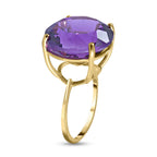 9K Yellow Gold Lusaka Amethyst Solitaire Ring 10.00 Ct.