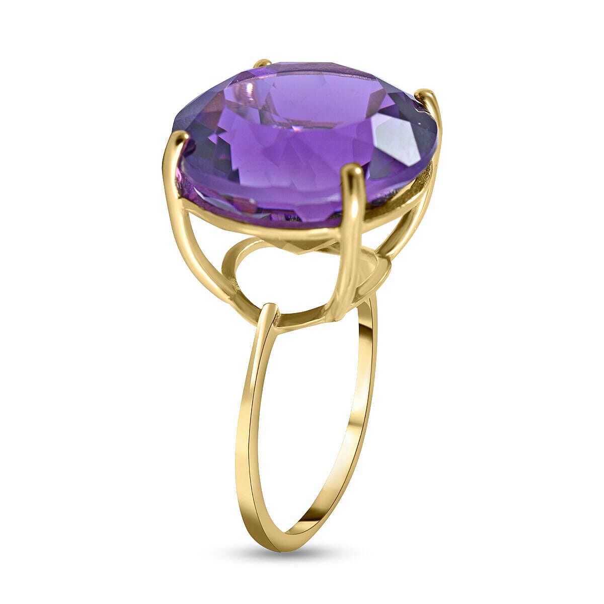 Big Size 10 Ct AA Lusaka Amethyst Solitaire Ring in 9K Yellow Gold 7210292 6