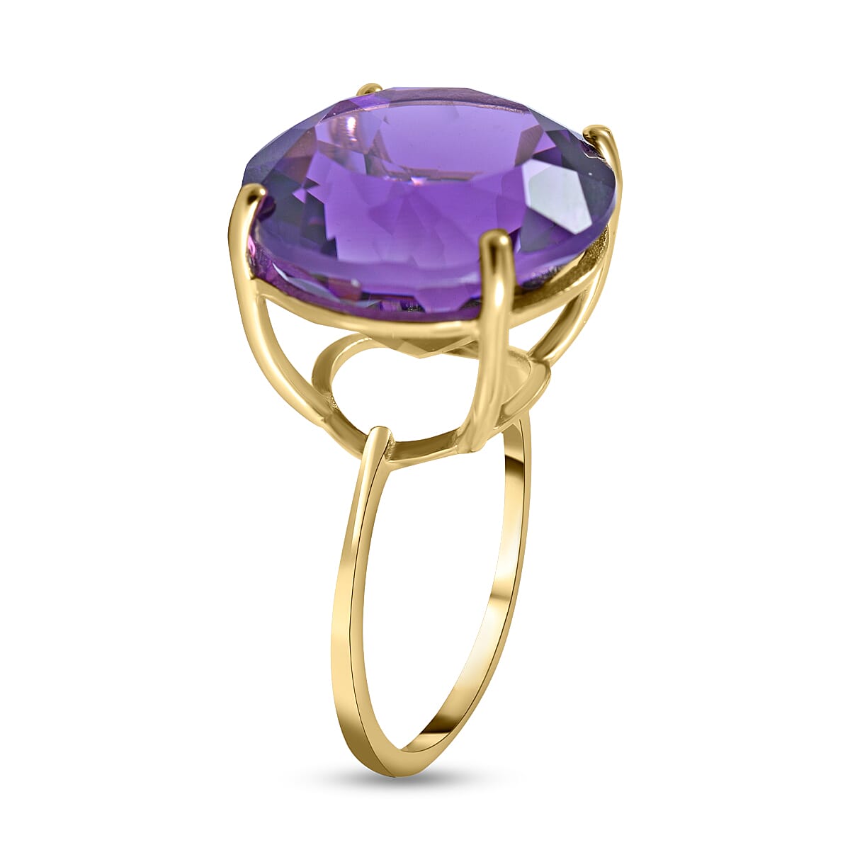 Big Size 10 Ct AA Lusaka Amethyst Solitaire Ring in 9K Yellow Gold 7210292 7