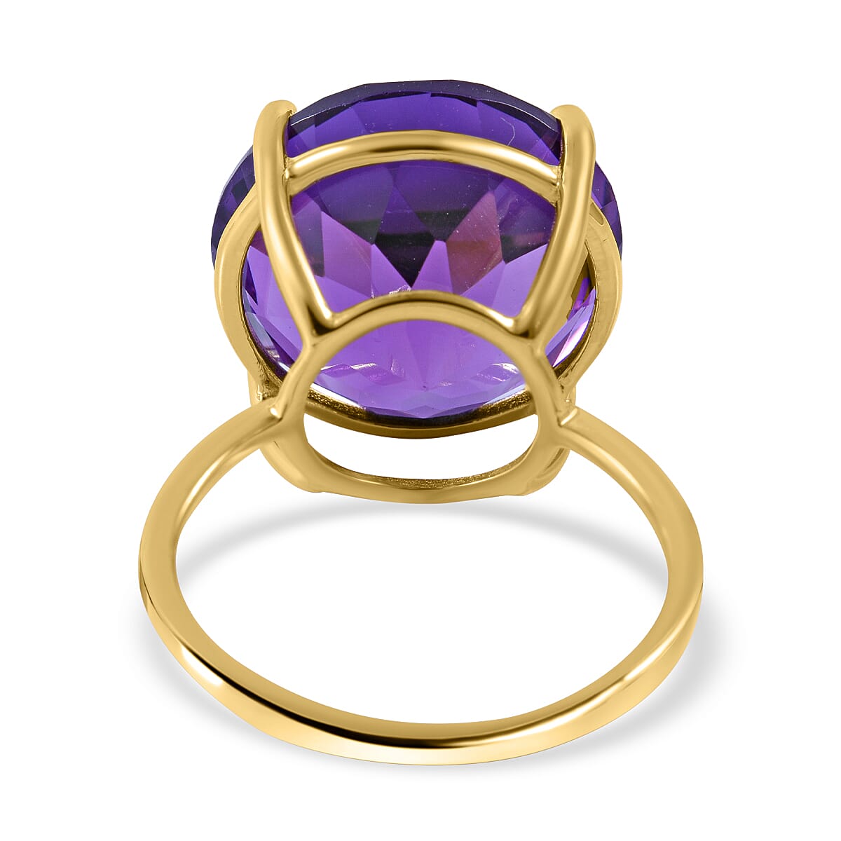 Big Size 10 Ct AA Lusaka Amethyst Solitaire Ring in 9K Yellow Gold 7210292 9