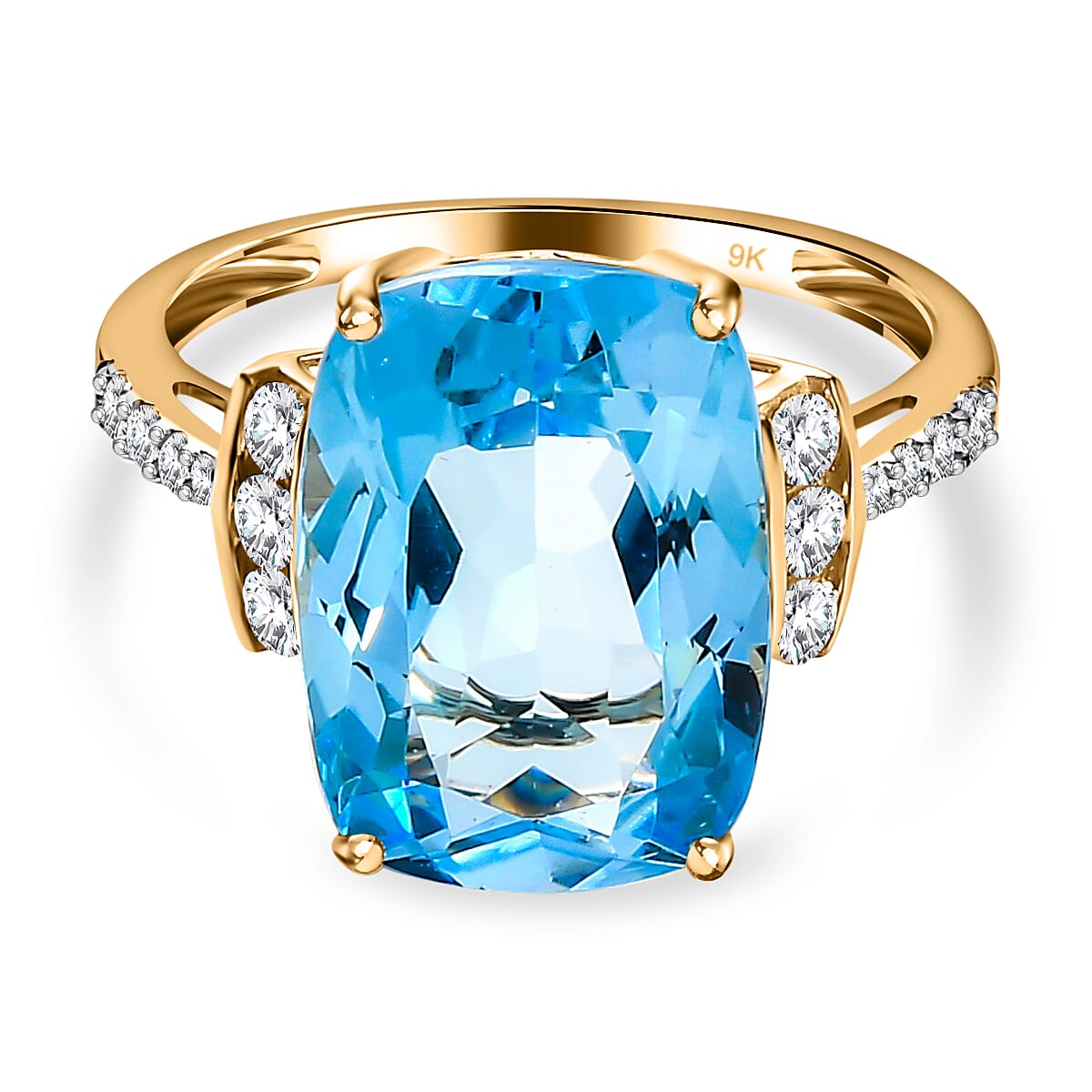 9K Yellow Gold AA Marambaia Topaz and Moissanite Ring 9.09 ct, Gold Wt. 2.09 Gms 9.086 Ct. 7508473 0
