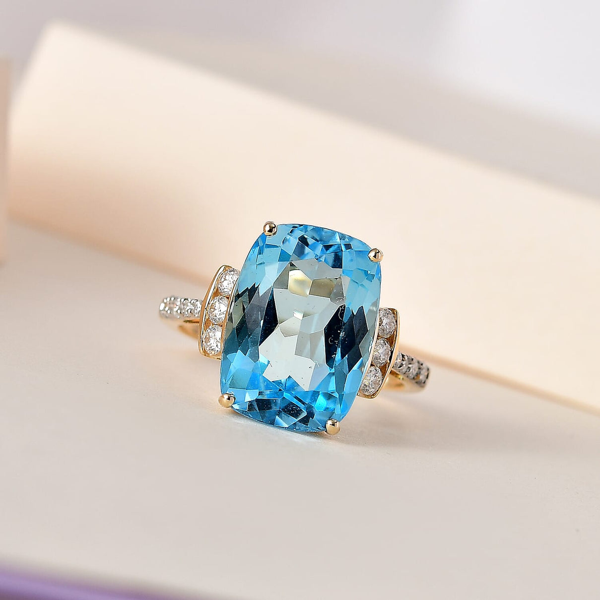 9K Yellow Gold AA Marambaia Topaz and Moissanite Ring 9.09 ct, Gold Wt. 2.09 Gms 9.086 Ct. 7508473 1
