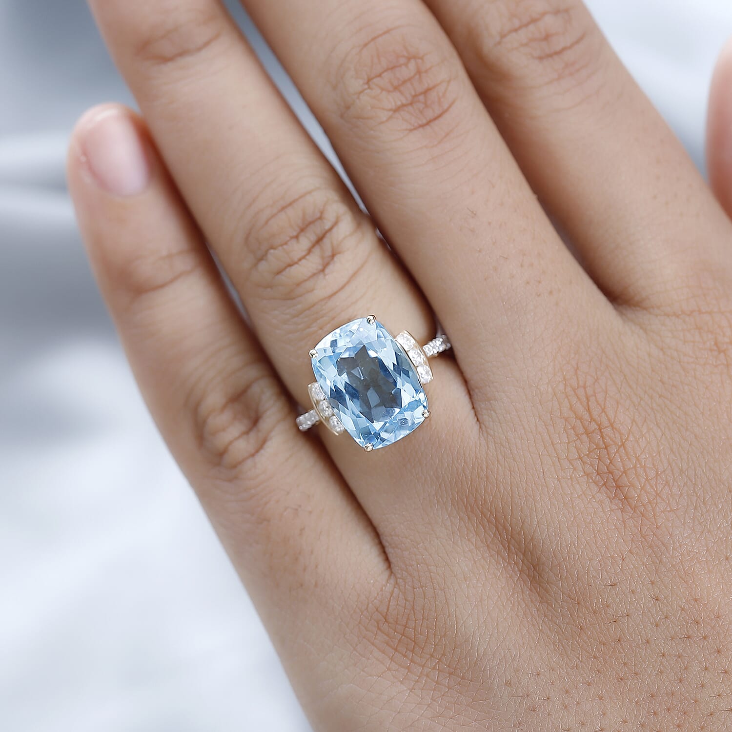 9K Yellow Gold AA Marambaia Topaz and Moissanite Ring 9.09 ct, Gold Wt. 2.09 Gms 9.086 Ct. 7508473 2