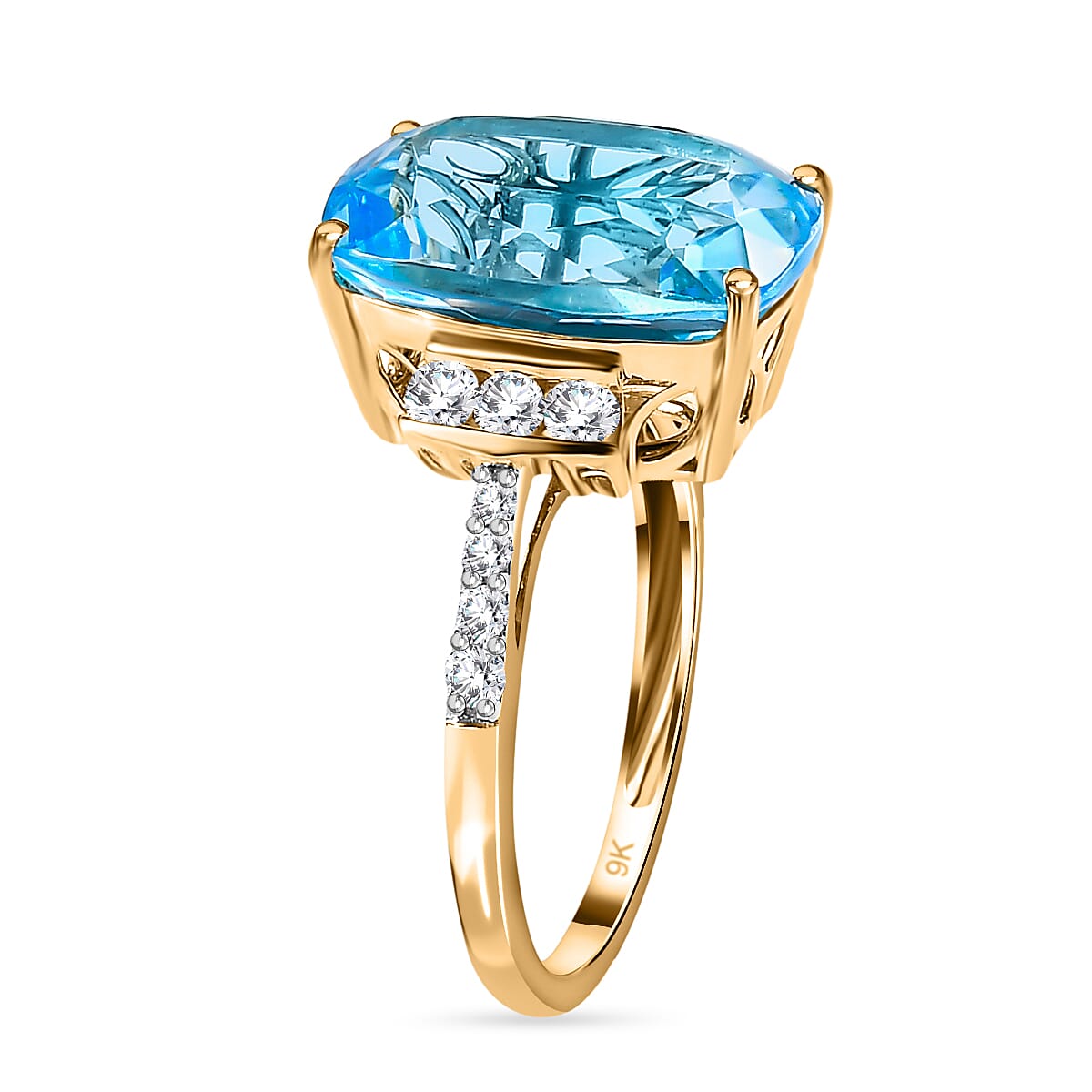 9K Yellow Gold AA Marambaia Topaz and Moissanite Ring 9.09 ct, Gold Wt. 2.09 Gms 9.086 Ct. 7508473 3