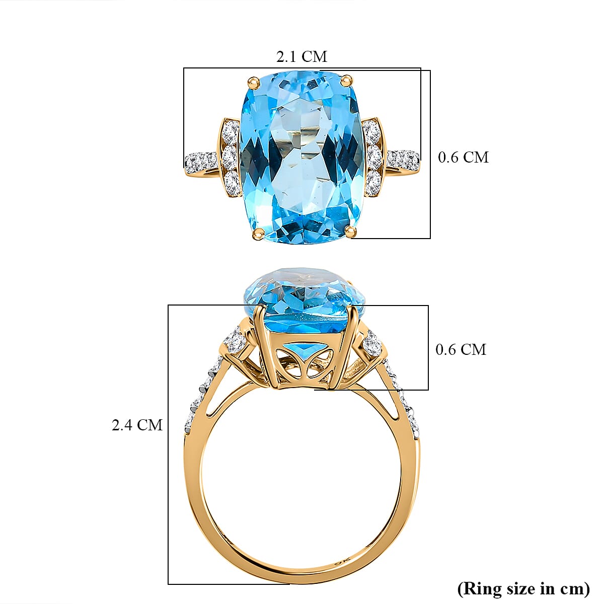 9K Yellow Gold AA Marambaia Topaz and Moissanite Ring 9.09 ct, Gold Wt. 2.09 Gms 9.086 Ct. 7508473 5