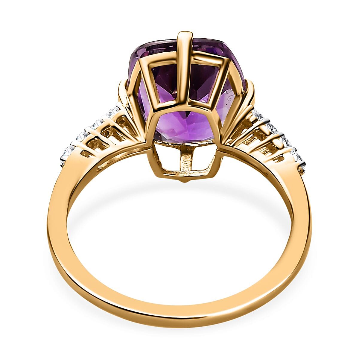 9K Yellow Gold Mashamba Amethyst and Moissanite Solitaire Ring 3.86 Ct. 7547252 4