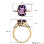 9K Yellow Gold Mashamba Amethyst and Moissanite Solitaire Ring 3.86 Ct.