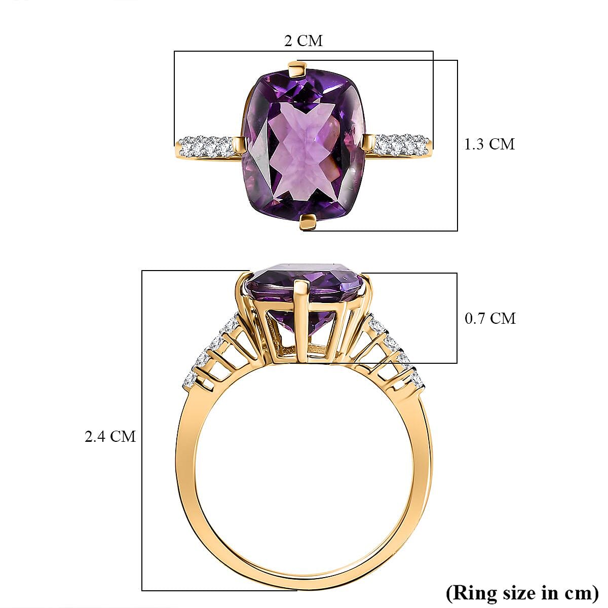 9K Yellow Gold Mashamba Amethyst and Moissanite Solitaire Ring 3.86 Ct. 7547252 5