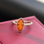 9K Yellow Gold AA Mexican Cherry Fire Opal Solitaire Ring 1.14 Ct