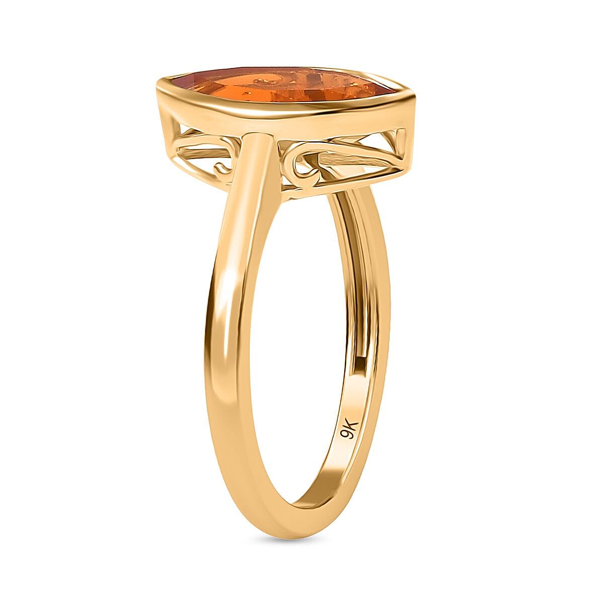 9K Yellow Gold AA Mexican Cherry Fire Opal Solitaire Ring 1.14 Ct 7961863 7